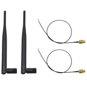 WiFi RP-SMA Antenna 6dBi 2.4GHz 5GHz Dual Band +2 x 35cm U.fl/IPEX Cable Range - Picture 1 of 6
