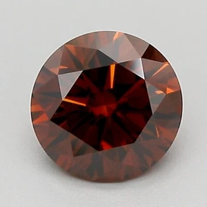 Lab Grown / Created IGI Certified Round 1.11ct VS2 Diamond Fancy Orangy Brown - Picture 1 of 2
