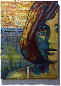 ORIGINAL OIL█PAINTING VINTAGE IMPRESSIONIST ART WOMAN GIRL█FEMALE PORTRAIT POP█A - Picture 1 of 15