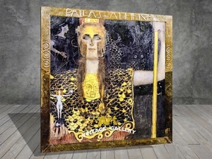 Gustav Klimt Minerva , Pallas Athena FRAMED CANVAS PAINTING PRINT ART SQ 600 - Picture 1 of 9
