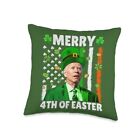 Joyeux 4ème jour de la Saint-Patrick Joe Biden chapeau lutin oreiller 16x16