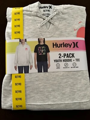 Hurley Girls Size Small 7/8 Youth 2 Pcs Set Gray Hoodie & Dark Gray Tee T Shirt - Image 1 of 4