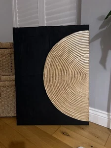 Gold Textured Curve Medium Canvas With Black Background - Picture 1 of 1