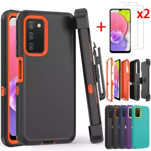 For Samsung A02S/A03S Shockproof Case Heavy Duty Belt Clip Cover/Tempered Glass - Picture 1 of 42