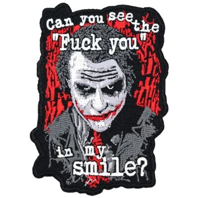 Aufnäher Aufbügler Patch Can you see the FCK YOU in my smile crime Sprüche Joker
