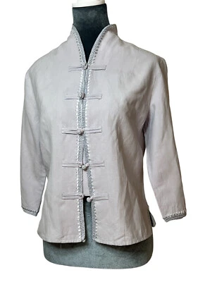 Vintage Cristopher & Banks Asian Insired Blouse Silk &Linen Pale Lavender S - Image 1 of 4