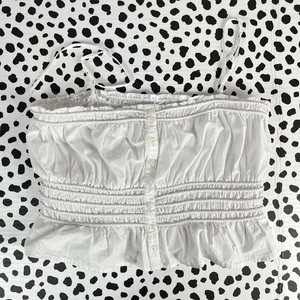 MADEWELL NWD Women's Smocked Poplin Eyelet White Button-Front Top MEDIUM NQ524 - Picture 1 of 6