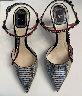 Christian Dior metalizado lagarto en relieve eslinga trasera, 37 (7) Foto 1 de 4