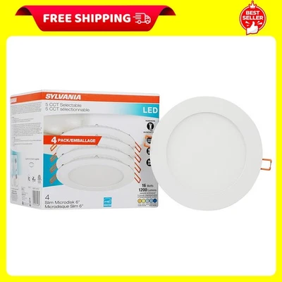 Sylvania 6 Inch 5Cct Dimmable Slim Led Downlight Fixture Indoor Outdoor 5000 - Image 1 of 4