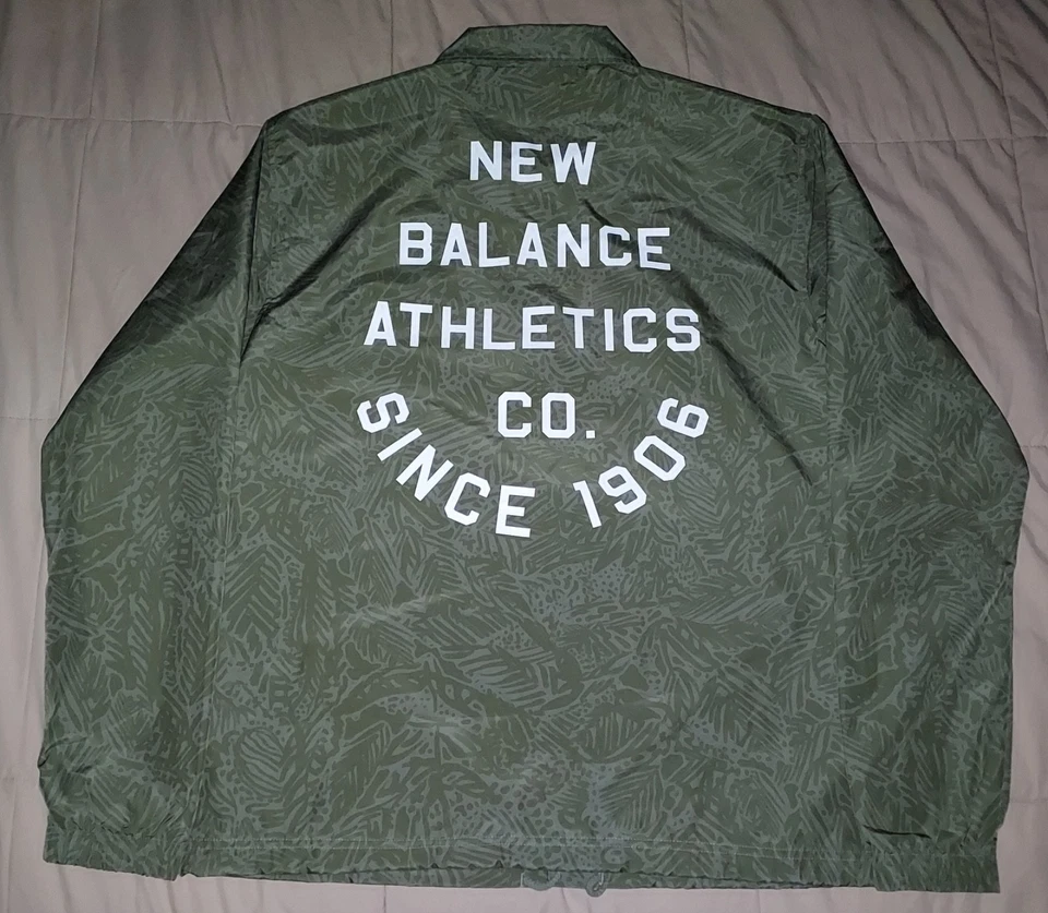 NWT NEW BALANCE BUTTON SNAP WINDBREAKER COACH JACKET MEDIUM MESH LINED SKATER - Image 1 of 4