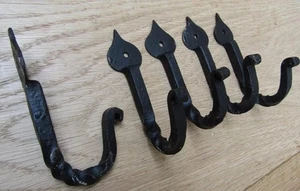 Rustic iron blacksmith hook wrought iron coat hook hanger farmhouse cottage - Picture 1 of 4
