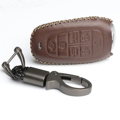 Leather Key Case Fob Chain Bag Cover For 2020 2021 Hyundai Sonata Nexo 7 Buttons - Image 1 of 4
