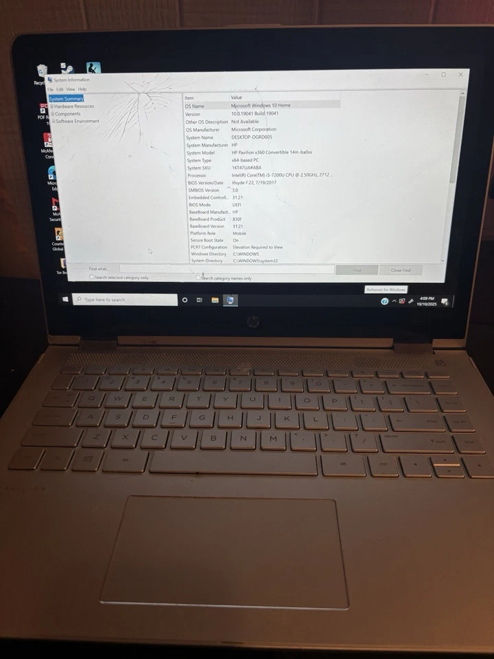 HP Pavilion X360 Convertible 14m Broken Screen - Image 1 of 4