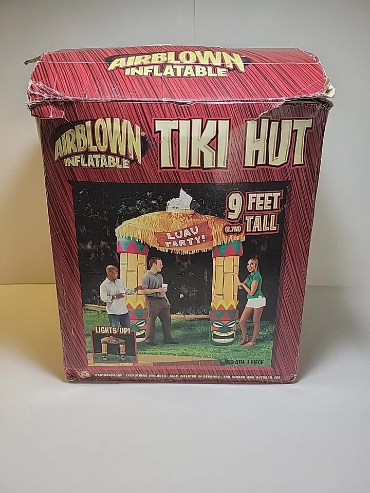 RARE 9 Feet Tall GEMMY Airblown Inflatable TIKI HUT Gazebo Luau Party NIB - Image 1 of 3