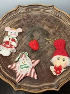 Ornamenti natalizi fatti a mano vintage lotto 4 pezzi topo signora clause fragola stella - Foto 1 di 6