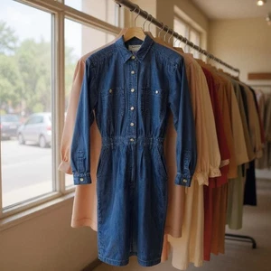Vestido Camisa Talbots Cambray Midi Azul Cottagecore De Colección Años 90 Para Mujer 6 Pequeño 6P - Imagen 1 de 9