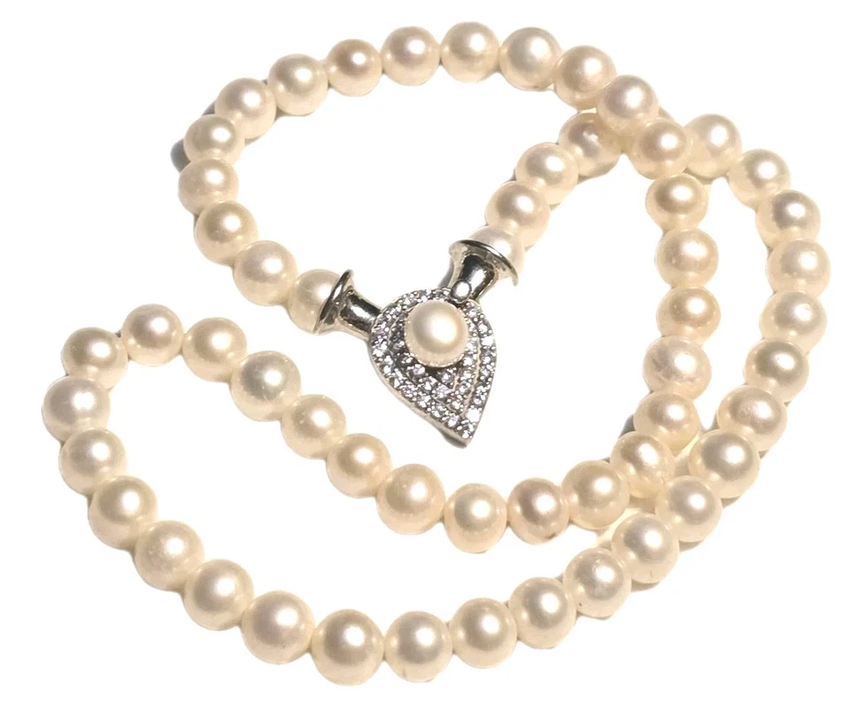 Vogutima 珍珠纯银令人惊叹的锆石 925 项链 — 第 1/4 张图片