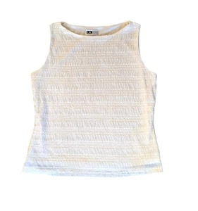 I.N. Studio Women's Ivory Lined Sleeveless Blouse Ruched Sz L - Picture 1 of 2