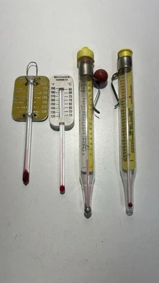 Лот из 4 винтажных стеклянных термометров — конфеты, мясо, духовка, микроволновая печь, воск - Изображение 1 из 4