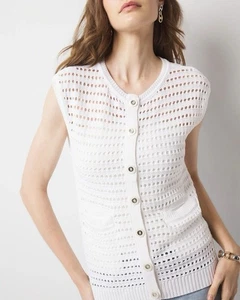 White House Black Market Longweste mit offenen Nähten weiß Größe: XL Neu mit Etikett - Bild 1 von 8