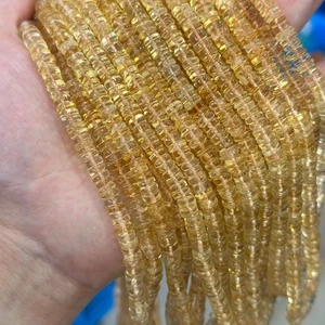 Cuentas espaciadoras de disco rondelle citrino transparente de alta calidad para hacer joyas - Imagen 1 de 8