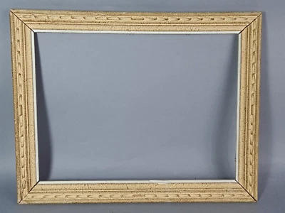 Cadre ancien +verre bois sculpté patiné 46x36 pour tableau 40x30 cm C385 - Photo 1/4