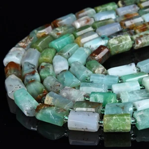 Tubo redondo facetado de piedras preciosas crisoprasa natural 12x8 mm cuentas sueltas (D560) - Imagen 1 de 3