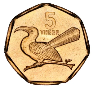Botswana 5 Thebe, 1998 Gem Unc~7 Sided~Toko Bird~Free Shipping - Picture 1 of 2
