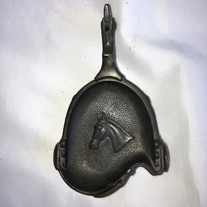 Vintage 50er Jahre Kupferfarben VIEL GLÜCK Pferdekopf Spur Cowboy Aschenbecher Filzboden /u5a - Bild 1 von 8