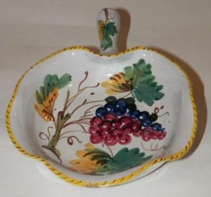 Folk Art Pottery ITALIAN CANDY DISH-Handle Hand Painted-Signed & Numbered - Picture 1 of 7