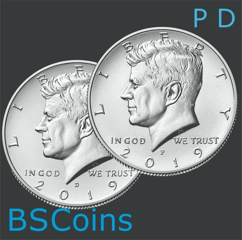 2019 P & D Kennedy Half Dollar - 2 coin set - BU - In Stock - FREE Ship TODAY!! Cover