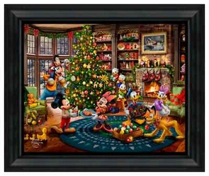 Viñeta Thomas Kinkade Mickey Minnie recortando el árbol 16 x 20 pinceladas - Imagen 1 de 2