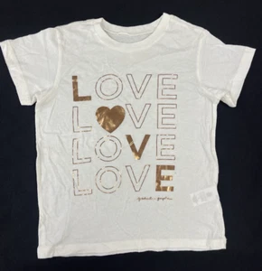 Spiritual Gangster Girls Tee “Love” Metallic Graphic White Crewneck Size 6 - Picture 1 of 8