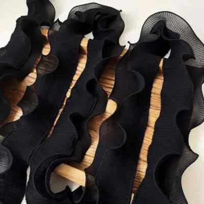 8.5cm Wide 2 Layers Big Wave Ruffled Lace Border Pleated Fabric Trim Chiffon DIY - Image 1 of 4