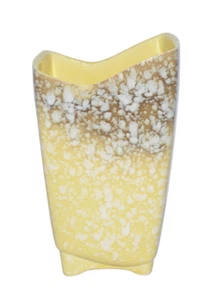 Florero Vintage MCM Cerámica Asimétrica Oro Amarillo Blanco Motas Hecho en EE. UU. - Imagen 1 de 9