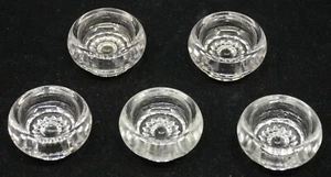 SET OF 5 VINTAGE CLEAR GLASS ROUND OPEN SALT CELLARS WITH STAR BASES - Picture 1 of 4