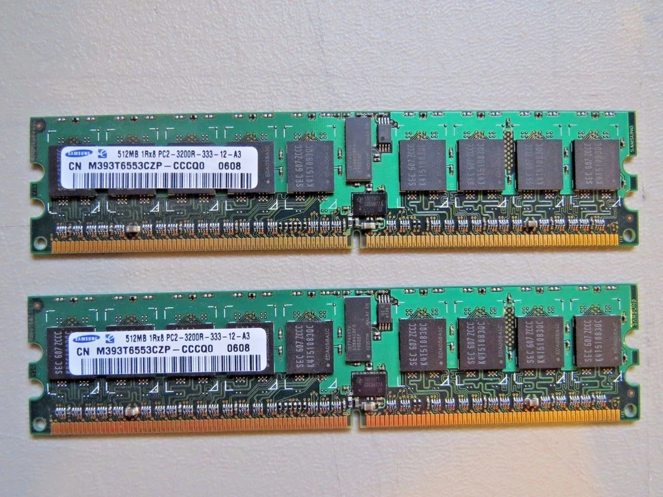 1GB (2 x 512MB) SAMSUNG PC2-3200R DDR2 MEMORY MODULE M393T6553CZP-CCCQ0 - Image 1 of 1