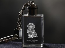 Russian Tsvetnaya Bolonka, Dog Crystal Keyring, High Quality, Crystal Animals CA