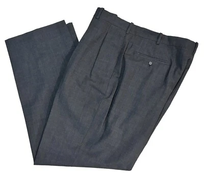 Lands' End Wool Dress Pants Mens Size 37 x 31 Pleated Dark Gray Suspender Ready - Image 1 of 4