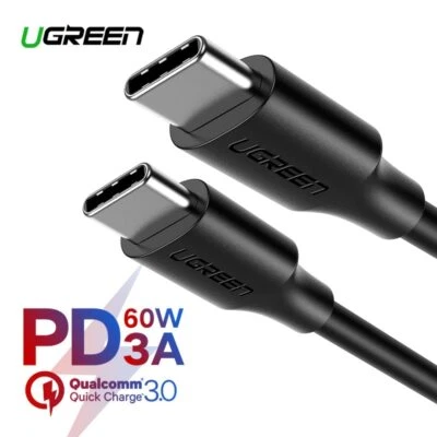 Ugreen USB C to USB C Cable Male to Male PD 60W QC3.0 Fast Charge Data - Image 1 of 4
