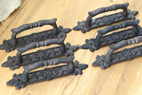 6 Cast Iron Antique Style Barn Handles Gate Pull Shed Door Handles Pulls Garden Cover