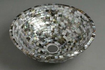 Lavabo de lavabo de fregona negra redonda de 15" de lujo con decoraciones de baño de piedras preciosas Foto 1 de 4