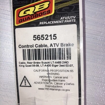 Cable de freno trasero QuadBoss 565215 02-07 Suzuki Lt-A400 Eiger 2X4 rendimiento Foto 1 de 2