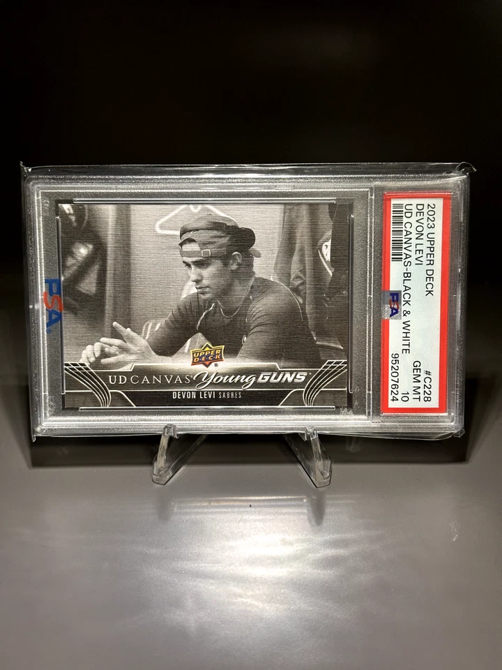DEVON LEVI - 2023-24 UD SERIES 2, YOUNG GUNS CANVAS BLACK & WHITE SSP ROOKIE - Image 1 of 1