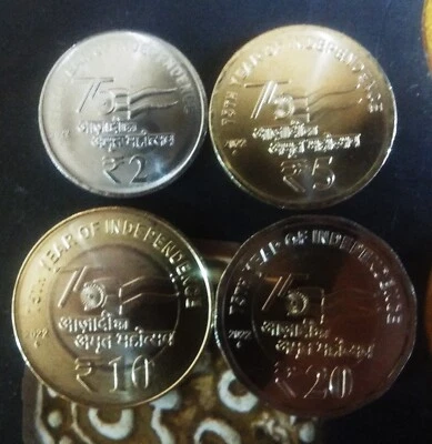 India 2022 B 75th Year Of independence Unc Coins Of Rs 2, 5, 10 & 20 New Series - Image 1 of 2