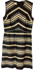 Vintage Chic Peck And Peck Haberdasher Striped 60s Dress Work Party Black Grey - Picture 1 of 6