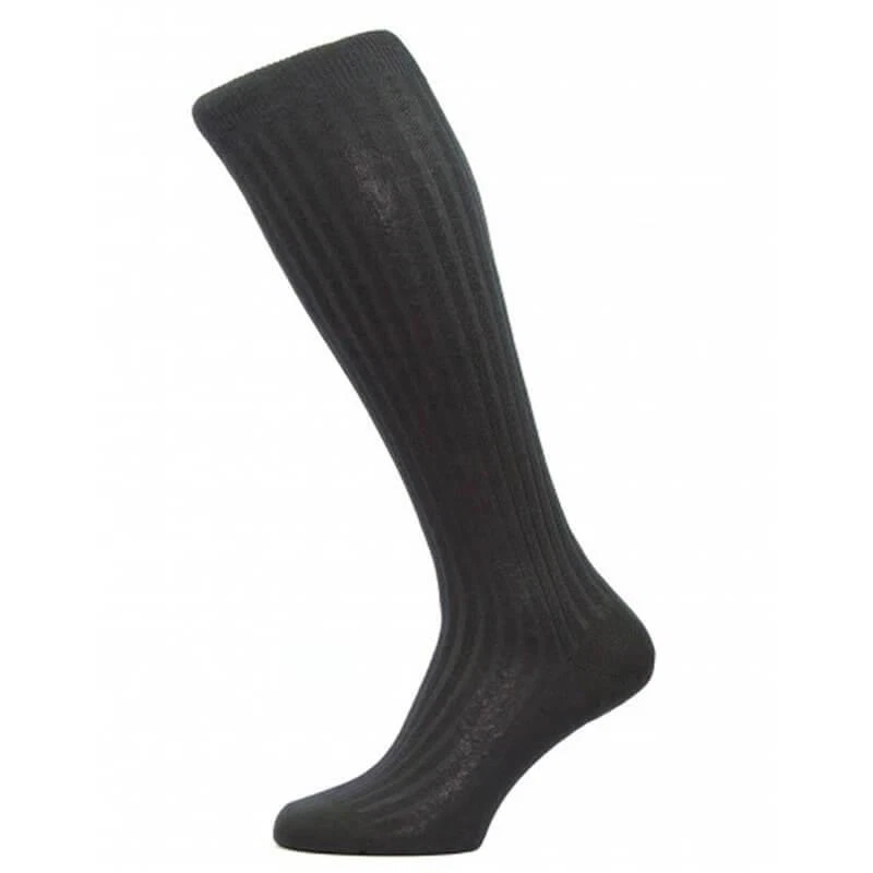 PANTHERELLA Laburnum Merino Wool Rib Knee High Over The Calf Business Socks Mens - Image 1 of 1
