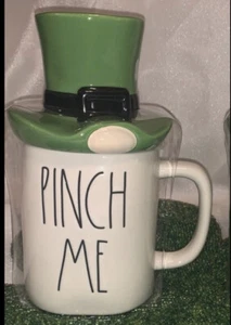 NEW Rae Dunn St Patrick’s Day Pinch Me Mug with Leprechaun Green Hat Top - Picture 1 of 1