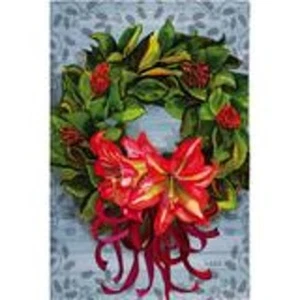 **OPEN FLAG** Magnolia Wreath 13A2536 Evergreen SATIN HOUSE Flag 28" x 44" - Picture 1 of 1