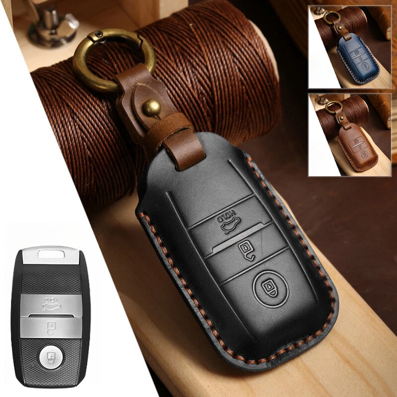 Genuine Leather Car Key Case Cover For Kia Picanto Rio Optima Sedona Sportage Foto 1 de 4